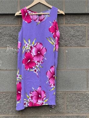 Women’s Vintage Y2K Aloha Fashion Purple Floral Hawaiian Dress One Size